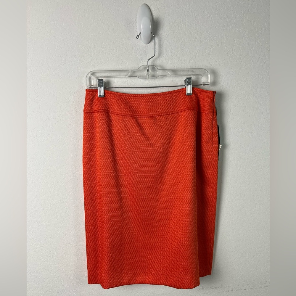 Tahari Arthur B Levine Orange Textured Pencil Skirt Office Party Evening